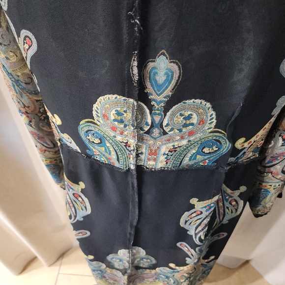 Rene Derby Top Tunic Cape Cover Womens  Multicolor Paisley Print Sequins - Picture 5 of 15